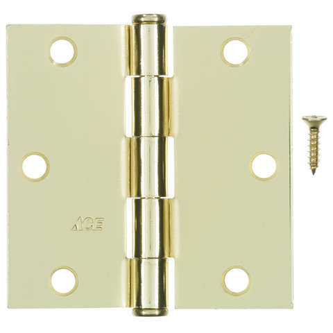 Hampton 3-1/2 in. L Bright Brass Residential Door Hinge 12 pk