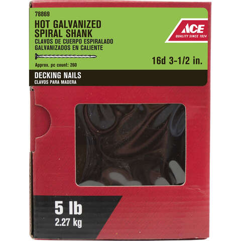 Ace 16D 3-1/2 in. Deck Hot-Dipped Galvanized Steel Nail Flat Head 5 lb