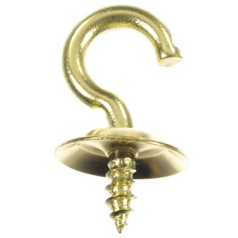 Ace Small Polished Brass Green Brass 0.1875 in. L Cup Hook 8 lb 6 pk, Pack of 5