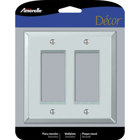 Amerelle Decora Mirror Clear 2 gang Acrylic Decorator Wall Plate 1 pk