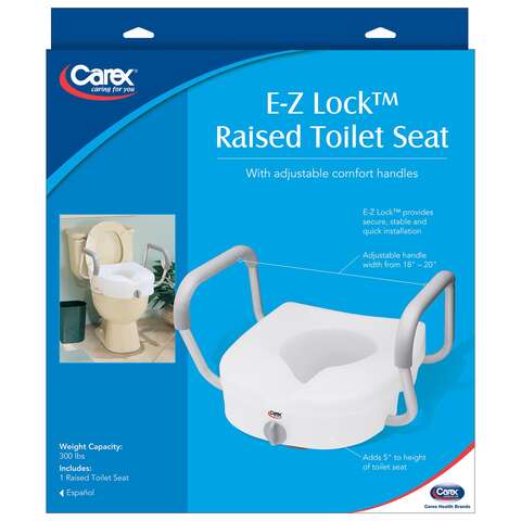 Carex Health Brands E-Z Lock White Elevated Toilet Seat Aluminum/Plastic 5 in. H X 22 in. L