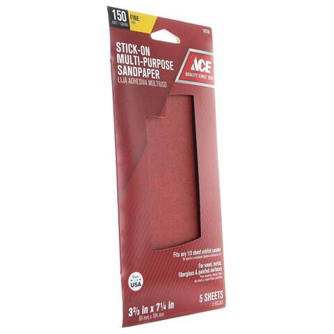 Ace 7-1/4 in. L X 3-2/3 in. W 150 Grit Aluminum Oxide Sandpaper 5 pk, Pack of 5