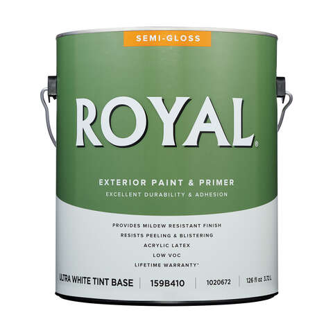 Royal Semi-Gloss Tint Base Ultra White Base Paint Exterior 1 gal, Pack of 4