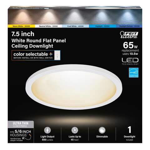 Feit EDGELIT Frost White 7.5 in. W Aluminum LED Retrofit Recessed Lighting 10.5 W