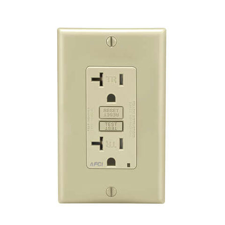 Leviton Decora 20 amps 125 V Ivory AFCI Outlet 5-20R 1 pk