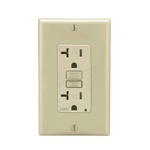 Leviton Decora 20 amps 125 V Ivory AFCI Outlet 5-20R 1 pk