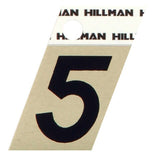 HILLMAN 1.5 in. Reflective Black Aluminum Self-Adhesive Number 5 1 pc, Pack of 6