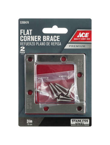 Ace 3 in. H X 3.75 in. W X 3 in. D Stainless Steel Inside Corner Brace