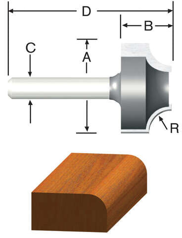 Vermont American 1 in. D X 1/4 in. X 1 in. L Carbide Tipped Ovolo Router Bit