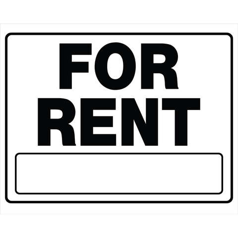 HILLMAN English White For Rent Sign 20 in. H X 24 in. W, Pack of 6