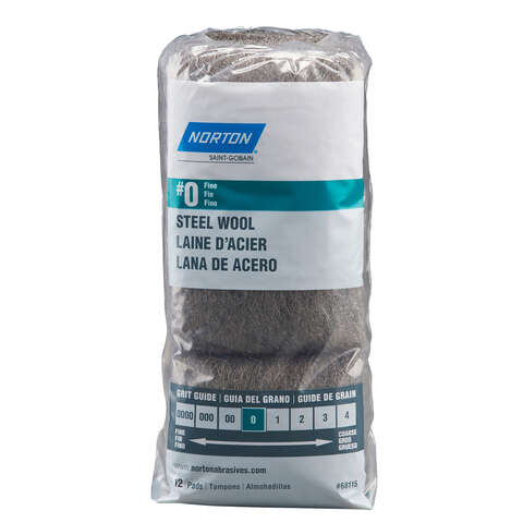 Norton 0 Grade Fine Steel Wool Pad 12 pk