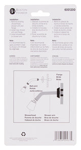Boston Harbor B1140CP Shower Arm with Flange, 1/2-14 NPT in Connection, Threaded, 7 in L, Plastic