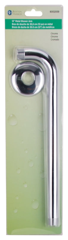 Boston Harbor B1180CP Shower Arm, 1/2-14 Connection, Threaded, 2.75 in L, Stainless Steel, 90 deg