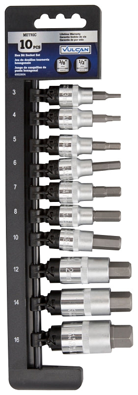 Vulcan TS1010M Socket Set, Chrome Vanadium Steel, Chrome