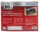 Vulcan TS1020 Socket Set, Chrome Vanadium Steel, Chrome