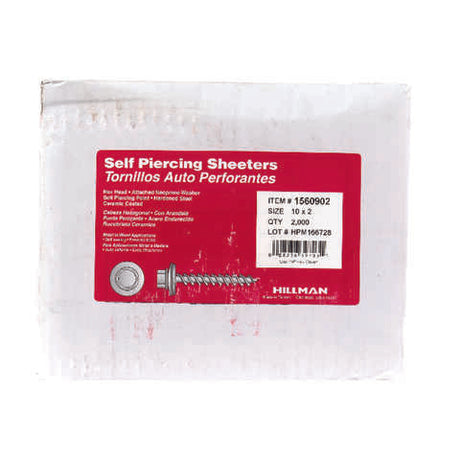 HILLMAN No. 10 X 2 in. L Slotted Hex Washer Head Self-Piercing Screws 2000 pk