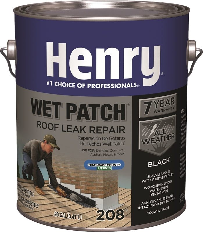 Henry Wet Patch 208R Series HE208042 Roof Cement, Black, Liquid, 1 gal Can, Pack of 4