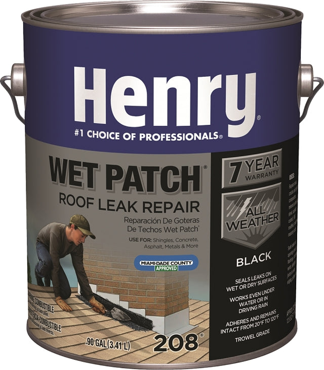 Henry Wet Patch 208R Series HE208042 Roof Cement, Black, Liquid, 1 gal Can, Pack of 4