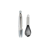 Core Kitchen Silver Silicone/Stainless Steel Whisk Tong Set