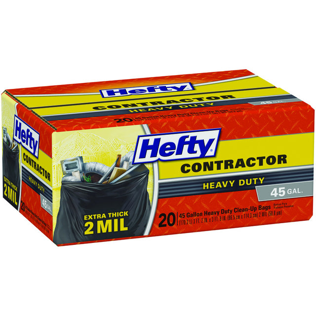 Hefty 45 gal No Scent Contractor Bags Twist Tie 20 pk, Pack of 4