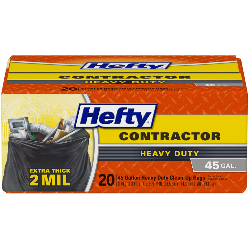 Hefty 45 gal No Scent Contractor Bags Twist Tie 20 pk, Pack of 4