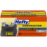 Hefty 45 gal No Scent Contractor Bags Twist Tie 20 pk, Pack of 4