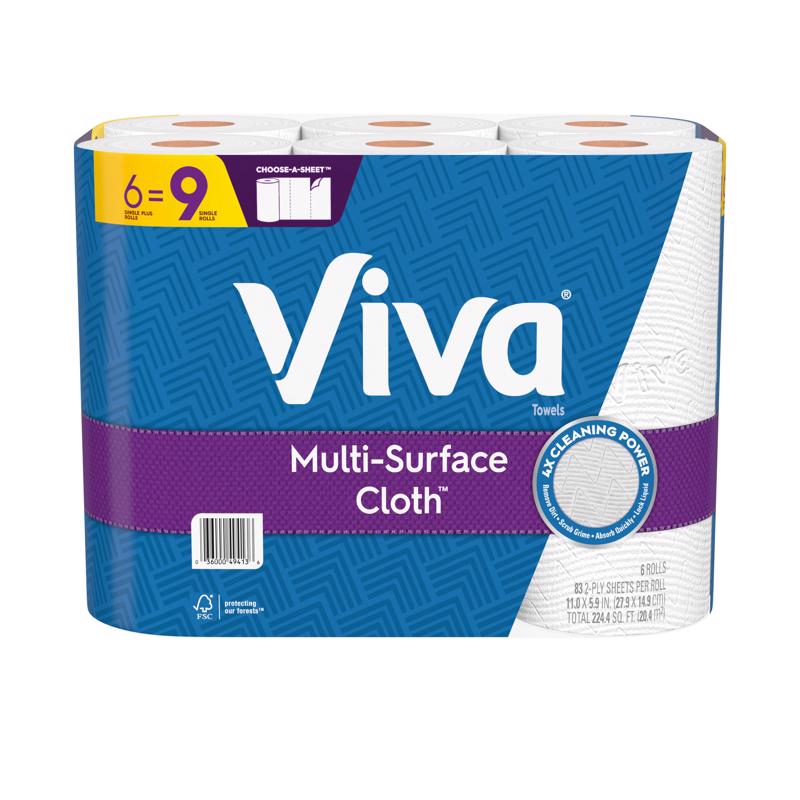 Viva Multi-Surface Cloth Paper Towels 83 sheet 2 ply 6 pk, Pack of 4