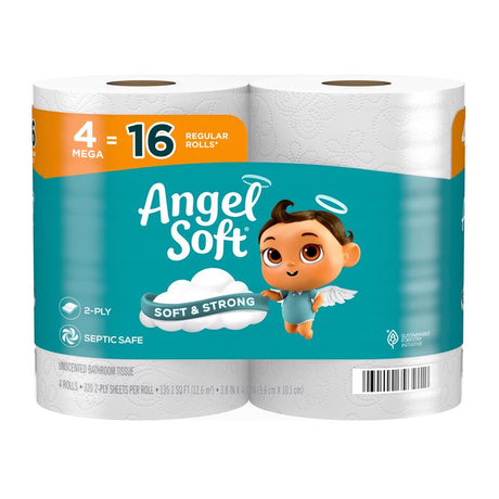 Angel Soft Toilet Paper 4 Rolls 320 sheet 135.1 sq ft, Pack of 12