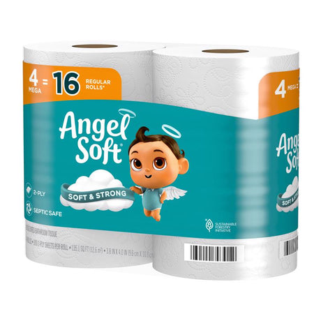 Angel Soft Toilet Paper 4 Rolls 320 sheet 135.1 sq ft, Pack of 12