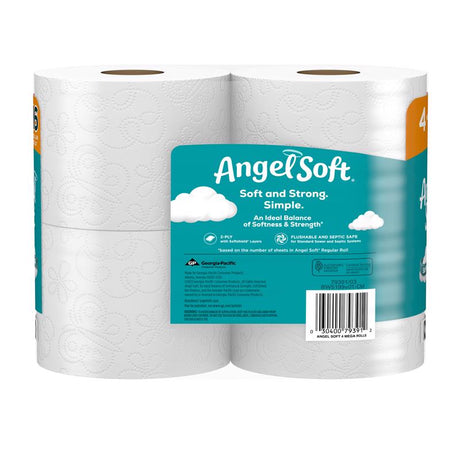 Angel Soft Toilet Paper 4 Rolls 320 sheet 135.1 sq ft, Pack of 12