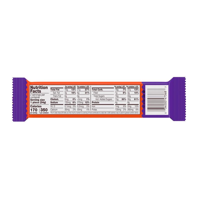 Reese's Peanut Butter Candy Bar 2.4 oz, Pack of 24