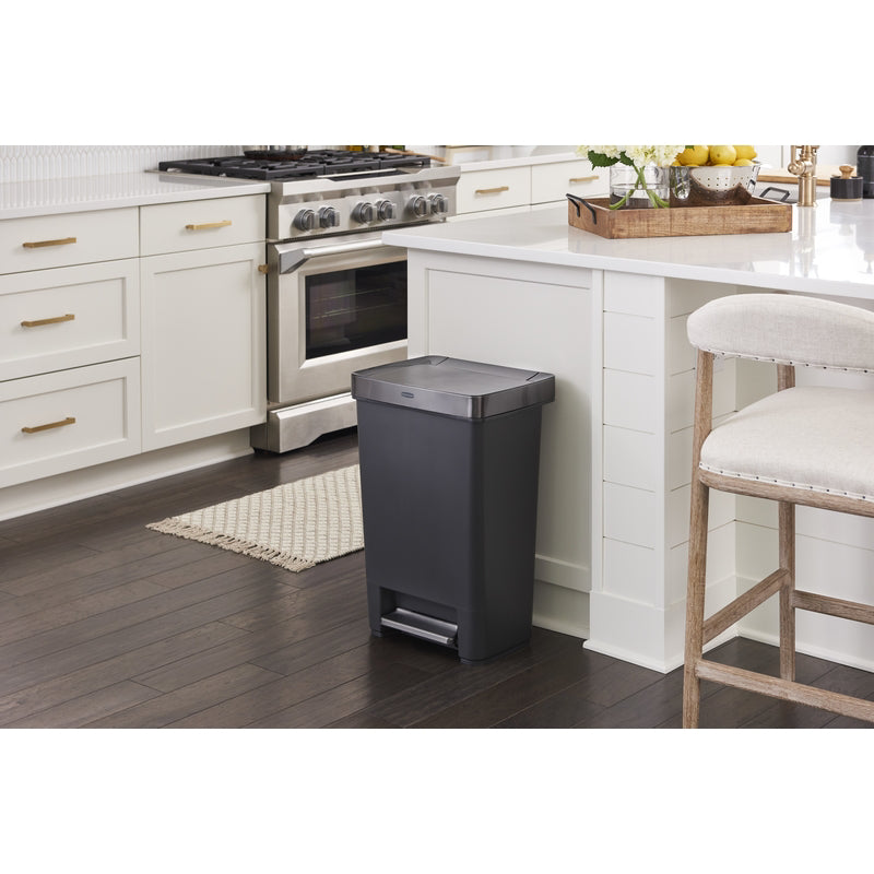 Rubbermaid Premier Series III 13 gal Gray Plastic/Stainless Steel Step On Trash Can, Pack of 4