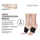 Copper Fit Health+ Black Basic Foot Compression Sleeve 1 box 2 ct