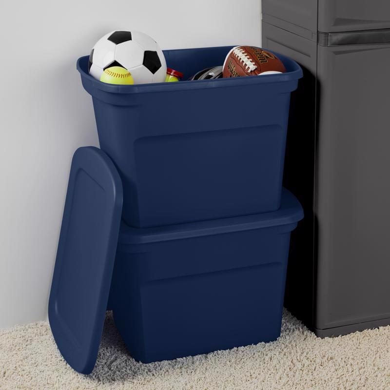 Sterilite 18 gal Blue Storage Tote 16.125 in. H X 18.375 in. W X 23.5 in. D Stackable, Pack of 8