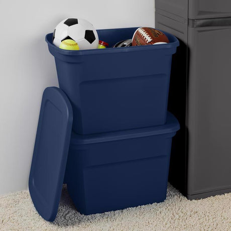 Sterilite 18 gal Blue Storage Tote 16.125 in. H X 18.375 in. W X 23.5 in. D Stackable, Pack of 8