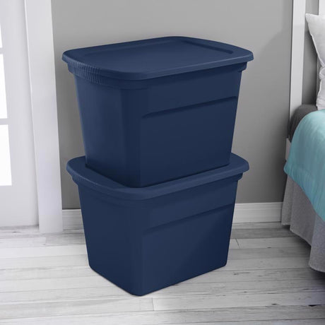 Sterilite 18 gal Blue Storage Tote 16.125 in. H X 18.375 in. W X 23.5 in. D Stackable, Pack of 8