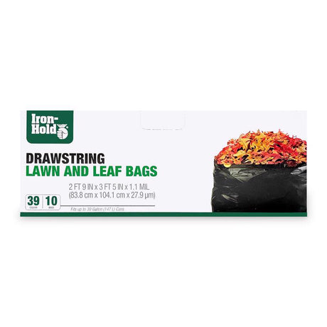 Iron-Hold 39 gal Lawn & Leaf Bags Drawstring 10 pk, Pack of 12