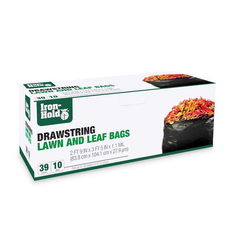 Iron-Hold 39 gal Lawn & Leaf Bags Drawstring 10 pk, Pack of 12