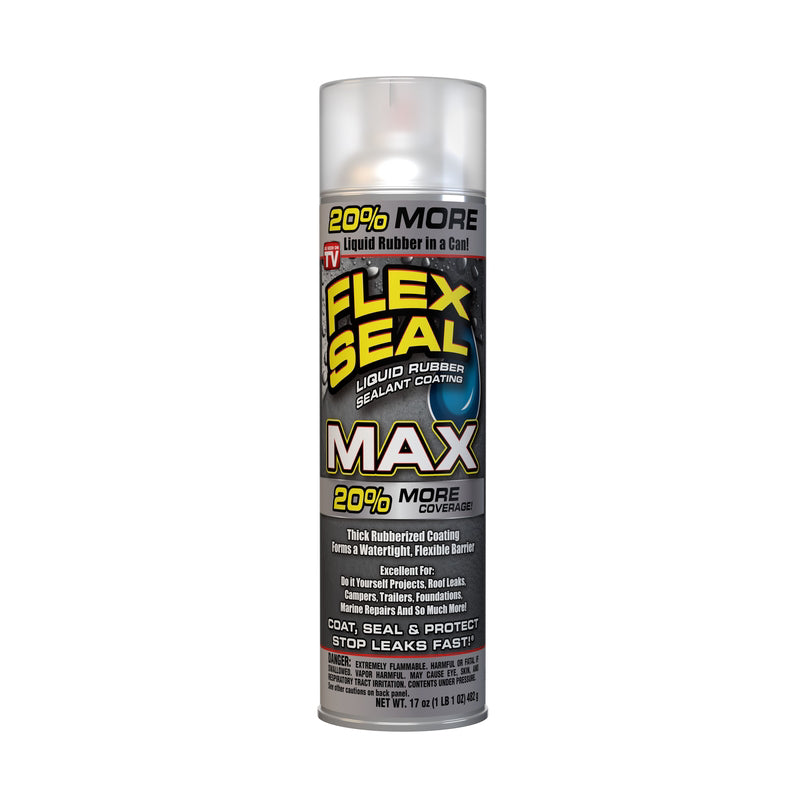 Flex Seal Family of Products Flex Seal MAX Clear Rubber Spray Sealant 17 oz, Pack of 4