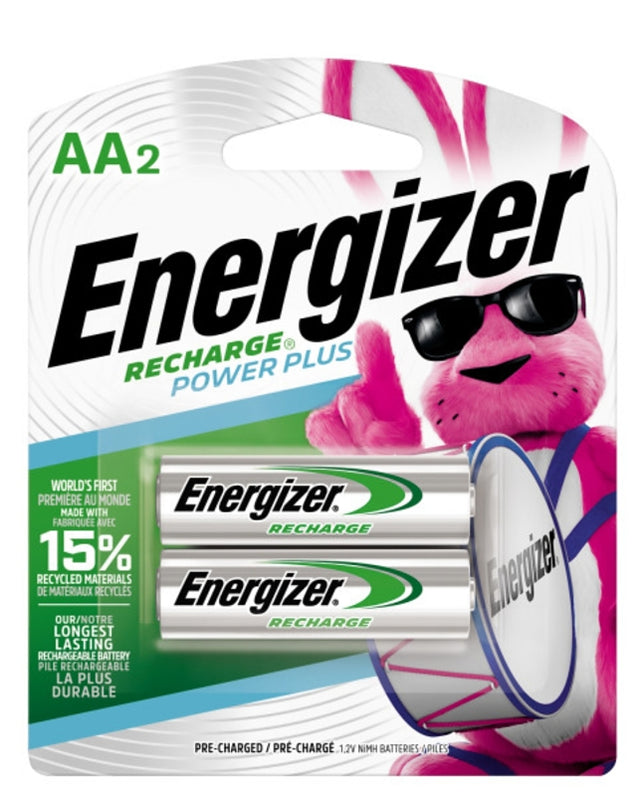 Energizer NH15BP-2 Battery, 1.2 V Battery, 2300 mAh, AA Battery, Nickel-Metal Hydride, Rechargeable: Yes, Green/Silver
