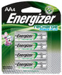 Energizer NH15BP-4 Battery, 1.2 V Battery, 2300 mAh, AA Battery, Nickel-Metal Hydride, Rechargeable: Yes, Black