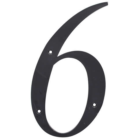 Hillman 6 in. Reflective Black Plastic Nail-On Number 6 1 pc, Pack of 3