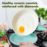 GreenPan Rio Ceramic Coated Aluminum Fry Pan 12 in. Turquoise