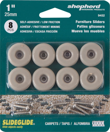 Shepherd Hardware 9452 Furniture Pad, 75 lb, PTFE, Tan, 8/PK