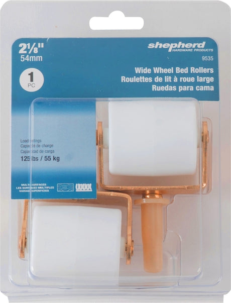 Shepherd Hardware 9535 Bed Roller, 2-1/8 in Dia Wheel, 125 lb Load, White