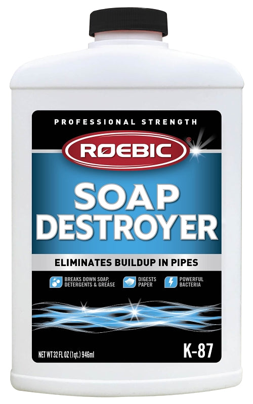 Roebic K-87 Septic Tank Cleaner, Liquid, Straw, Mild Earthy, 1 qt Bottle