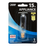 Feit Electric BP15T6-145 Incandescent Lamp, Clear Lamp, 0.75 in D x 2.87 in H Dimensions, 15 W, T6 Lamp, 85 Lumens, Pack of 6