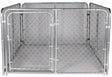 Stephens Pipe & Steel Silver DKS16084 Dog Kennel, 6 ft OAL, 8 ft OAW, 4 ft OAH, Steel, Galvanized