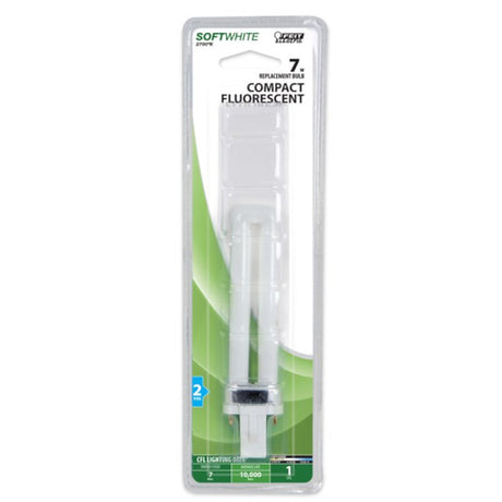 Feit Electric BPPL7 Compact Fluorescent Bulb, 7 W, PL Lamp, G23 Lamp Base, 400 Lumens, 2700 K Color Temp, Pack of 6