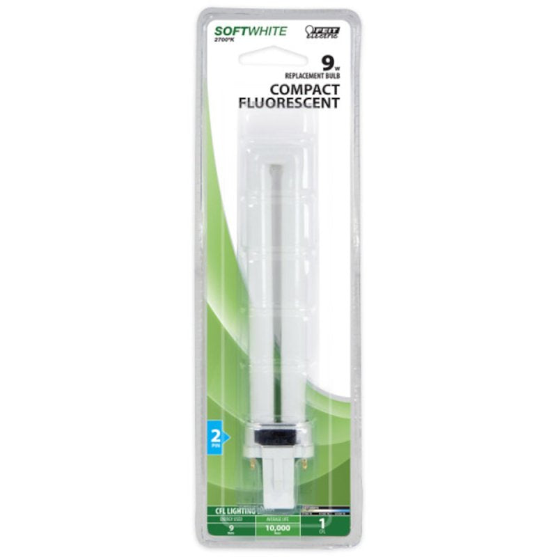 Feit Electric BPPL9 Compact Fluorescent Bulb, 9 W, PL Lamp, G23 Lamp Base, 560 Lumens, 2700 K Color Temp, Pack of 6